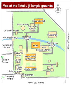 Map of the Tofuku-ji Temple grounds