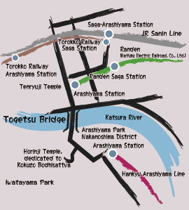 Map of Arashiyama area