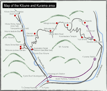 Map of Kibune and Kurama area