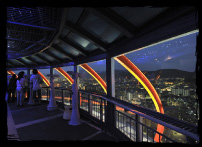 The observation deck at night