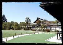 An external view of the Honmaru Palace,  an important cultural property
