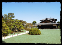 An external view of the Honmaru Palace,  an important cultural property