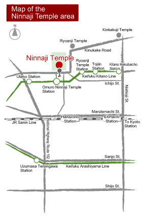 Map of the Ninnaji Temple area