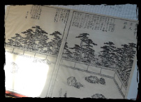 A copy of “An Illustrated Guide to Famous Gardens in the Capital” (Miyako Rinsen Meisho Zue) on display at the Hojo