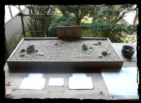 A miniature model showing the distribution of the stones in the garden