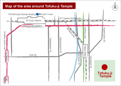 Map of the area around Tofuku-ji Temple